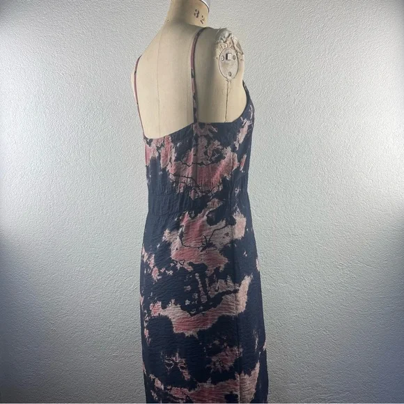 Anthropologie l XS LACAUSA Crinkle Rayon Tie Dye Knotted Hem Slip Dress Cover-up